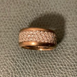 Three row Diamonique Gold Clad Ring - size 5